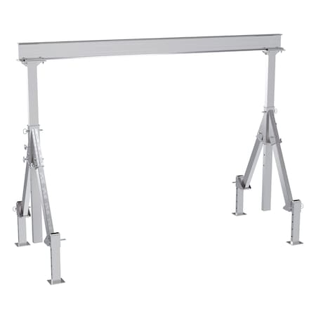 Vestil Aluminum Adjustable Height Gantry Crane w/Adjustable Leveling Option 12 ft.x 10 ft. 4K Silver AHA-4-12-10-ALO